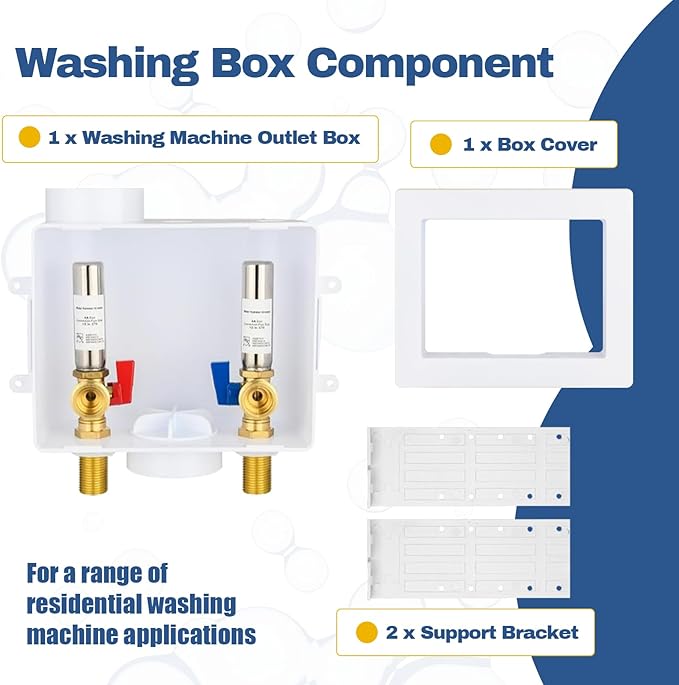20-Pack GUOFIS Washing Machine Outlet Box,1/2 Inch Sweat MIP Inlet x 3/4 Inch MHT Outlet, Laundry Washer Box with Stainless Steel Water Hammer Arrestor (Center Drain)