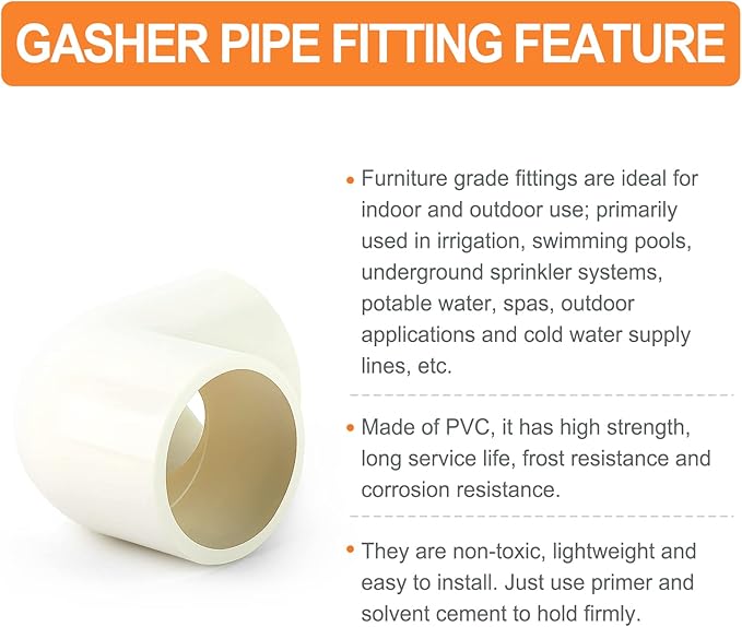 GASHER 25PCS PVC Pipe Fitting 1/2" PVC 90 Degree Elbow, Furniture Grade Pipe Socket Fittings, For Home or Industrial
