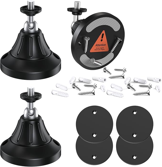 Magnetic Wall Mount for Security Cameras, Universal 1/4″ Screw, Adjustable Angle, Strong Magnet, No-Drill, Indoor/Outdoor, Tabletop & Wall Cameras, Compatible with Ring, Arlo, Wyze(Black, 2 Pack)