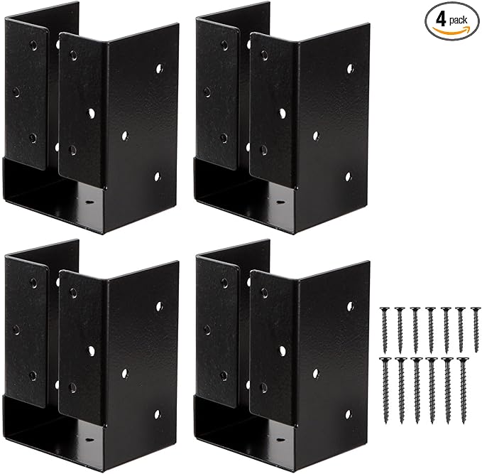 Concealed Joist Hangers, (10-30PCS), 2"x6", 4"x6", 4"x8" with Screws, Outdoor Trim Concealed Flanges, for Beam,Swing, Handrail,Fence (4, 4"x6")