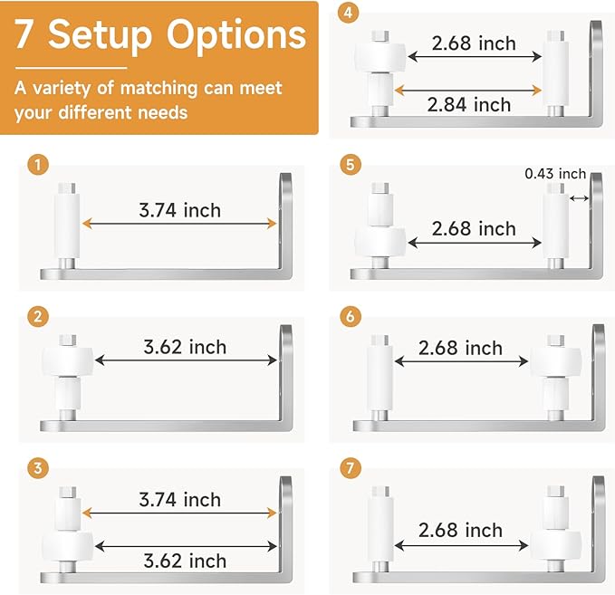Sliding Barn Door Floor Guide, Adjustable Rollers Barn Door Hardware, Barn Door Rollers, Flush Flat Bottom Design, Rounded Edge Design (White Silver)