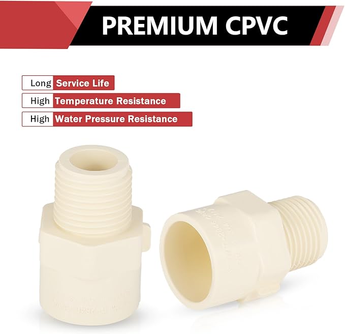 (100 Pack) EFIELD CPVC CTS Male Adapter Fittings, 3/4" Slip x 1/2" Male Thread,(CPVC036-5-100PCS)