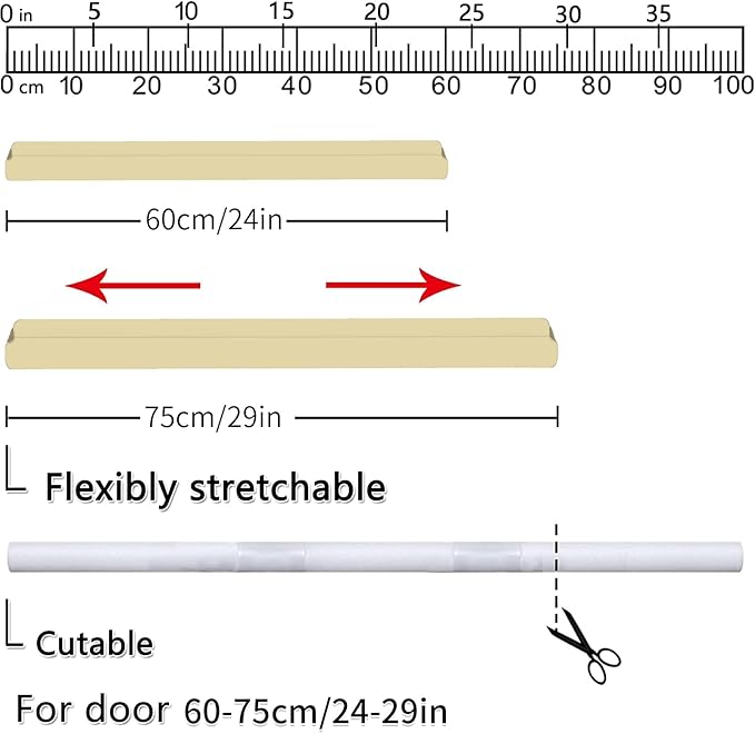Door Draft Stopper for Doors No Adhesive Draught Excluder Under Door Wind Blocker for Bottom of Door,Reduce Noise Draught Excluder Sweep Sound Proof (Beige 24-29IN / Distance Under The Door 1IN)