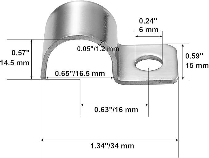 Conduit Pipe Clamps, 304 Ss Pipe Mounting Brackets, Metal One-Hole P-Type Clips for Tube or Wire Cord Installation Fixed Clip | OD 5/8" | 25 Pcs
