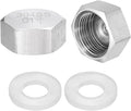 uxcell Hex End Cap 304 Stainless Steel Nut with Washer, G1 Female Thread Pipe Fitting, Gas Line Water Line Stop Valve Cap Tubing Ends for Plumbing Fittings, Silver Tone