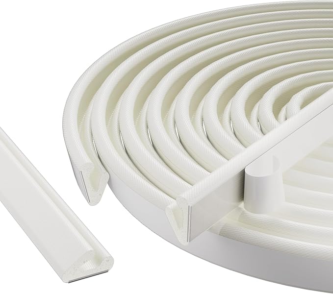 19.7 Ft V-Shape Weather Stripping Door Seal Strip,Self Adhesive Foam Door Insulation Weatherstripping for Doors Frame,Window Insulation for Winter,Door Soundproof Gap Filler Sealing Strip,White