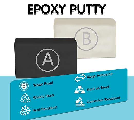 Epoxy Putty, 12oz/340g Fast Repair Plumbers Putty, High Strength AB Epoxy Puttys Fix Leaks, Cracks and Fill Holes, 2 Part Sculpt Clay for Bonding Metal, Wood, Tile, Ceramics (Black)