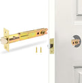5-Inch Deadlatch Door Lock Replacement Latch with Square Interface Fits 5 Inch Backset Standard Entry Doors Knobset or 90°Rotation Leverset, Polished Brass