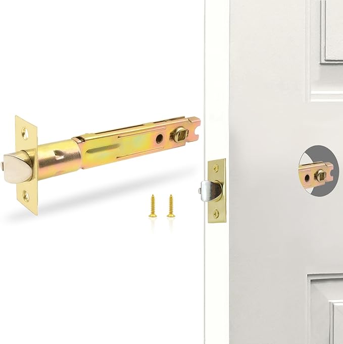 5-Inch Deadlatch Door Lock Replacement Latch with Square Interface Fits 5 Inch Backset Standard Entry Doors Knobset or 90°Rotation Leverset, Polished Brass
