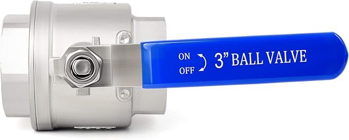 TAISHER 1 PCS 3 Inch FNPT Heavy Duty Full Porat Ball Valve 304 Stainless Steel with Blue Handles