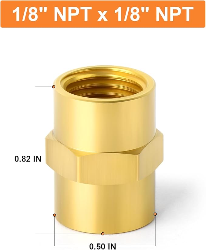GASHER 15PCS Brass Pipe Fitting, Brass Coupling, 1/8-Inch Female Pipe x 1/8-Inch Female Pipe