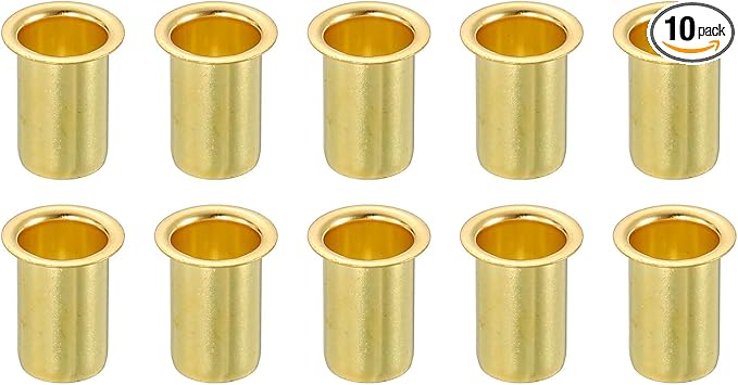 uxcell 10Pcs Fit for 9mm(3/8") Tube ID Brass Compression Fitting, Insert Tube Support Compression Sleeve Fitting, Sleeve Ferrules for Water Oil Air Pipe