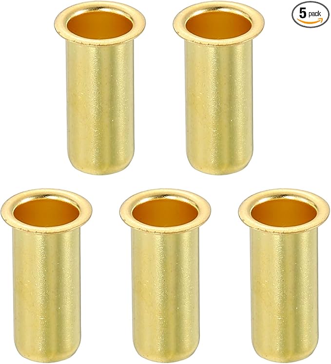uxcell 5Pcs Fit for 6mm(1/4") Tube ID Brass Compression Fitting, Insert Tube Support Compression Sleeve Fitting, Sleeve Ferrules for Water Oil Air Pipe