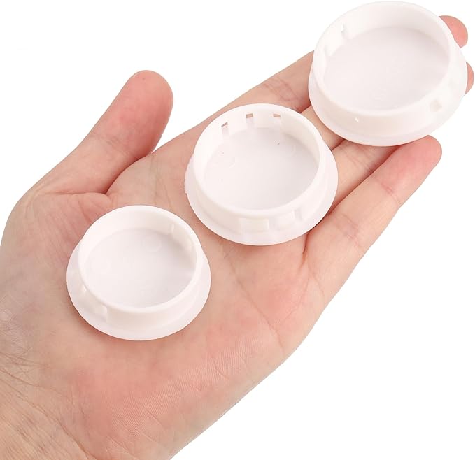 uxcell 1-1/4" Plastic Hole Plugs, 36Pcs Flush Type Panel Round Snap in Fastener Knockout Locking Plugs for Furniture Insert End Caps Panels, White