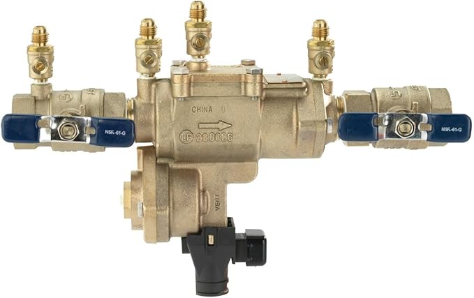 Febco LF860 Series 3/4" Lead-Free Bronze Reduced Pressure Zone Backflow Preventer Assembly, Quarter Turn Shutoff, Small Diameter, Flood Sensor with SentryPlus Alert Technology for Relief Valve