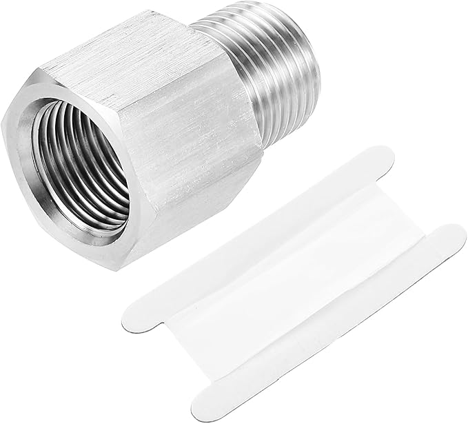 uxcell Pipe Fitting Reducing Adapter, 3/8" NPT Male x G3/8" Female 304 Stainless Steel Reducer Connector for Water Oil Air Pressure Gauge, Silver