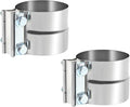 Universal 3.5 Inch Exhaust Clamp,3.5" In Lap Joint Exhaust Band Clamp Stainless Sleeve Coupler For Mufflers,Exhaust Pipe etc (2 Pcs)