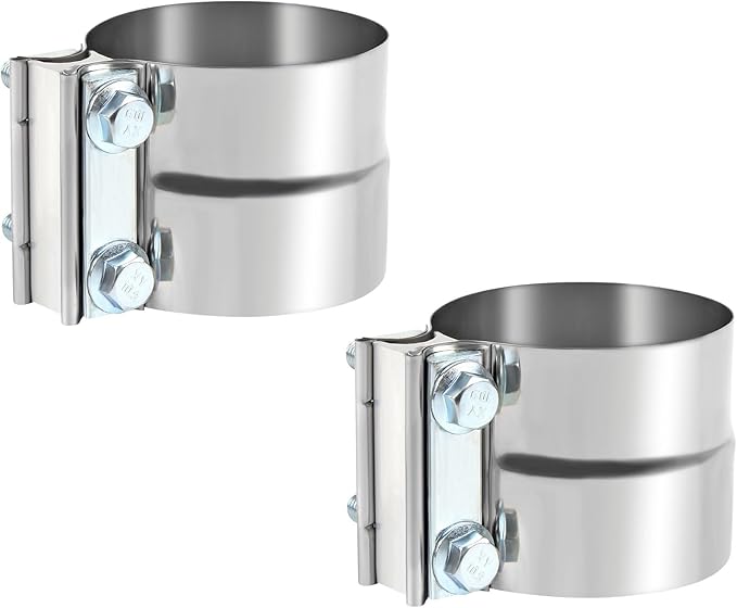 Universal 3.5 Inch Exhaust Clamp,3.5" In Lap Joint Exhaust Band Clamp Stainless Sleeve Coupler For Mufflers,Exhaust Pipe etc (2 Pcs)