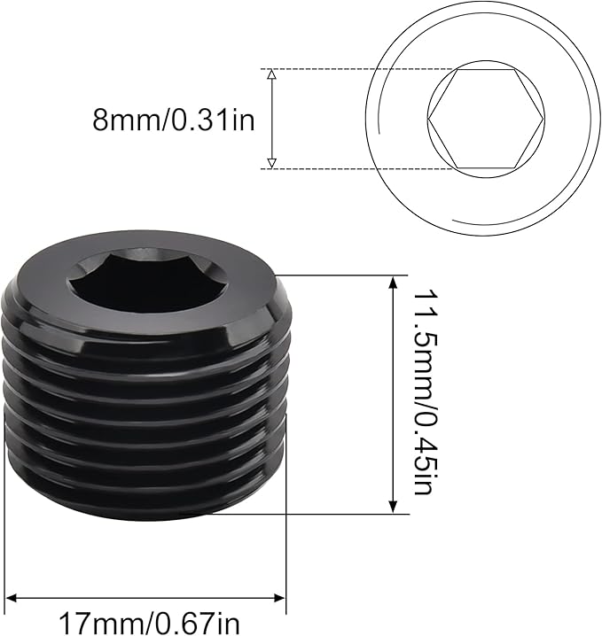 EVIL ENERGY 3/8" NPT Plugs Aluminum Socket Allen Head Black, Pack of 2