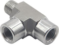 HFS(R) 304 Stainless Steel FORGED Pipe Fitting NPT Tee, 1/4" NPT Male x 1/4" NPT Female x 1/4" NPT Female, 3 Ways Branch Tee Connector Pipe Fitting