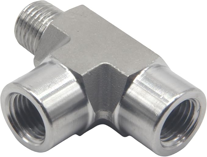 HFS(R) 304 Stainless Steel FORGED Pipe Fitting NPT Tee, 3/8" NPT Male x 3/8" NPT Female x 3/8" NPT Female, 3 Ways Branch Tee Connector Pipe Fitting