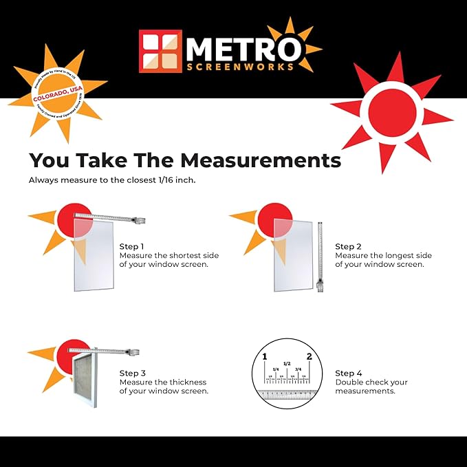 Metro Screenworks Custom Window Screens Fully Assembled and Ready to Install - Window Screen Replacement for House, (White) Pre-Framed Mesh Replacement Window Screens, Home, Patio, & More