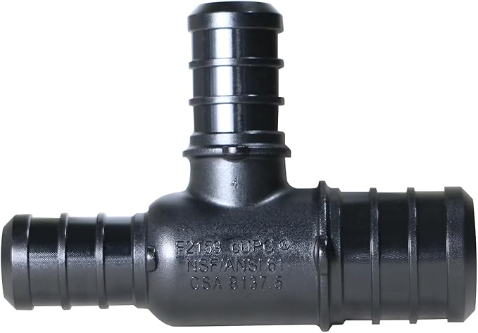XFITTING Poly Pex B Barb Crimp 3/4 X 1/2 X 1/2 Pex B Tee, Poly Alloy, 5 Pieces