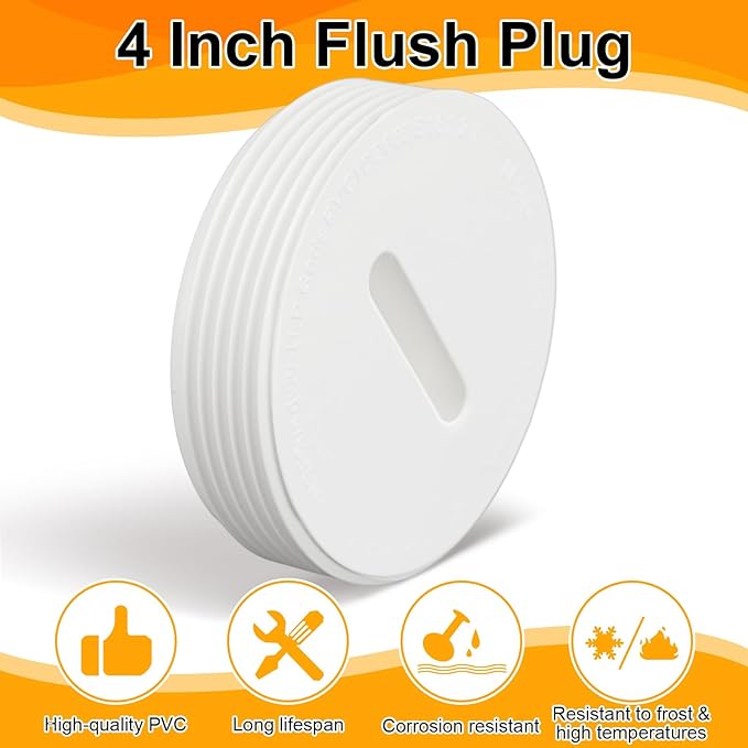 2 Pcs 4 Inch PVC DWV Pipe Fitting Flush Cleanout Plug Compatible with P110 Series NPT Male Threaded Connector PVC Plumbing Adapter for Plumbing Water Line Drainage Piping Waste Vent System
