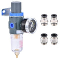 1/4 Inch NPT Air Filter Pressure Regulator, Water-Trap Air Tool Compressor Filter with Gauge