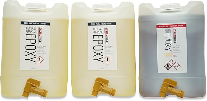 System Three General Purpose Epoxy Resin with #2 Medium Hardener, 15-Gallons, Medium Amber