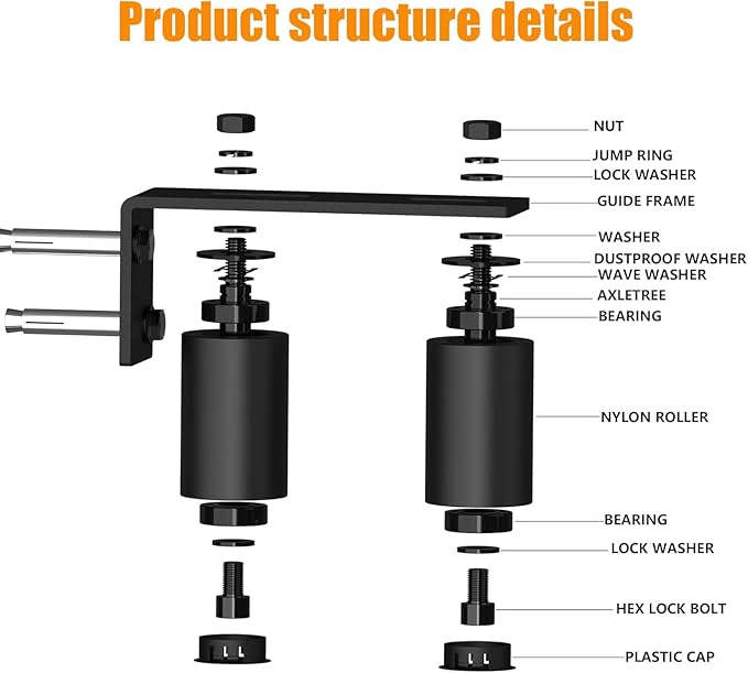 2" Gate Roller Guide with L-Bracket, Universal Adjustable Gate Guide Roller,Sliding Gate Rollers,Heavy Duty Sliding Gate Kit for Door Hardware and Sliding Gates(2Pack-Black)