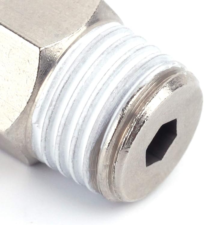 SNS Male Straight Push to Connect Pneumatic Fittings 8mm Tube OD x 1/8 NPT Nickel Plated Brass（10 PCS） SPC8-01NPTBE