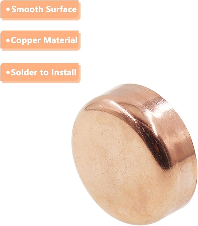 Copper Pipe Cap,TTZEZE Copper End Cap,Certified Safe Pressure Copper Cap Plug,Solid Sweat Solder Connection,Pure Copper Plumbing Cap for Plumbing HVAC Air Conditioner 35mm/1.37'' 10PCS