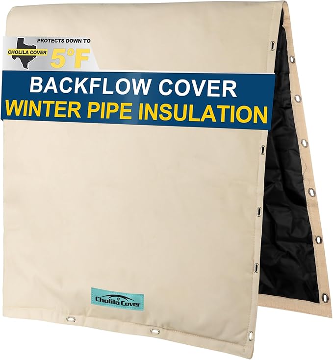 Backflow Preventer Cover Insulated (5°F) 36''W x 24''H for 2-Way Opening Pipes with Aluminum Foil - Backflow Insulation Cover with Thicker 7 Layers Fabric - Sprinkler Covers for Outside