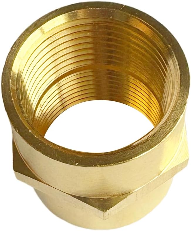 1" Female Threaded Hex Nipple Brass Coupling NPT Pipe Fitting Pipe Adapter Straight Connectors for Air, Gas, Oil, Fuel, Propane Pack of 2