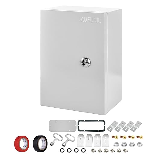 Steel Electrical Junction Box, 12 x 8 x 6 Waterproof & Dustproof Electrical Enclosure, Outdoor & Indoor Universal Project Box with Lock & Mounting Plate