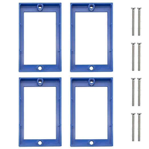 Receptacle Outlet Box Extender for Electric Outlet Switches and Electrical Outlet Box,1/2 Inch Blue Single Gang Box Extender,Pack of 4,Includes Installation Screws