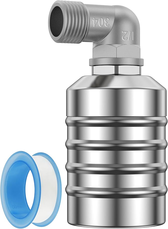 Water Level Control Float Valve 304 Stainless Steel 1/2" Connection Types Fully Automatic Mini Floating Ball Valve Auto Shut Off Water Tank Water Level Controller Valve Side Water Intake