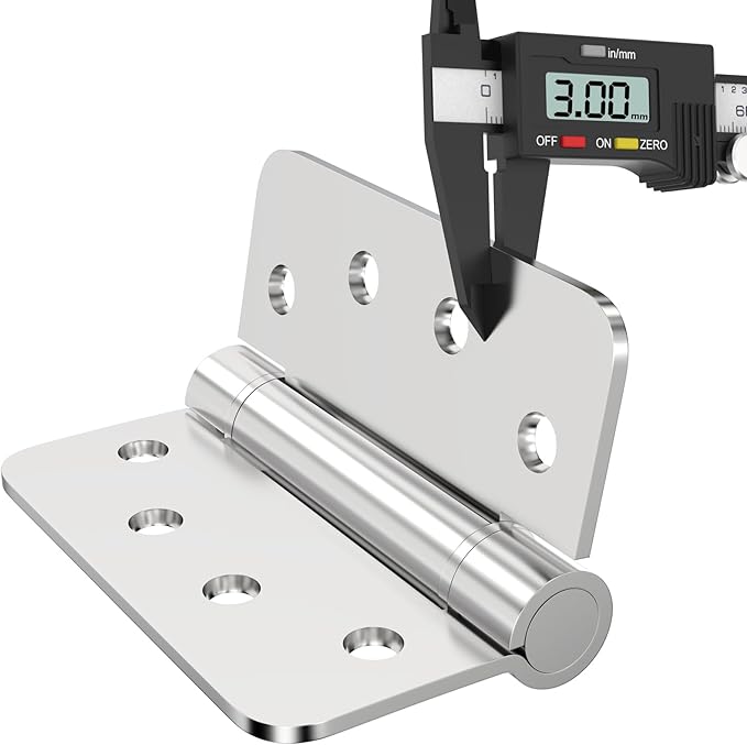 Self-Closing Door Hinges 4-Inch 304 Stainless Steel 2 Pack Spring Hinge Heavy Duty With Rounded 5/8" Radius Corner Adjustable Tension