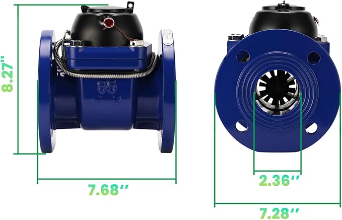 Watflow 2.5" WoltmannHelix Water Meter,Detachable Water Meter,Pulse Output, Epoxy-Coated Cast Iron,Resistant Seals（Cubic,Non-Potable Use）