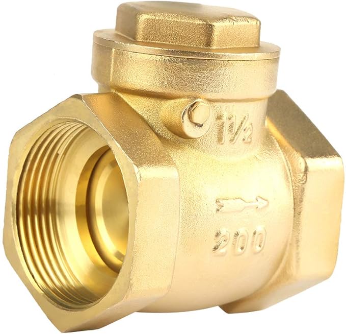 DN40 Brass Swing Check Valve High Pressure 232PSI Non Return Valve Female Thread One Way Flow Control for Water Systems Heavy Duty Plumbing Fitting