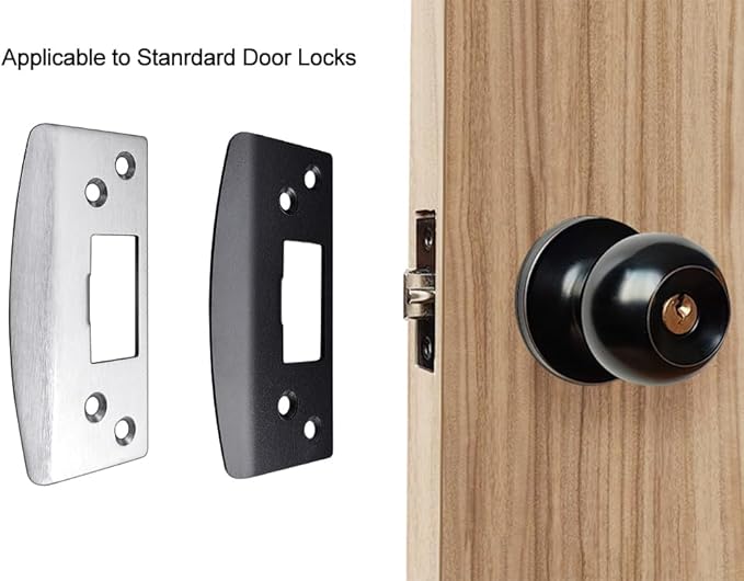 Oversized Door Strike Plate, Heavy Duty Version, Reinforced Enlarged Striker Plate with Large Hole, Fix Door Won't Latch in, Extended to Cover Worn Slot (Satin Nickel, 1 Pack)