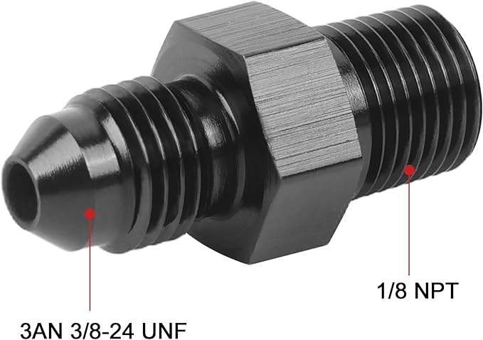 EVIL ENERGY 3AN Male Flare to 1/8" NPT Pipe Fitting Adapter Straight Aluminum Black