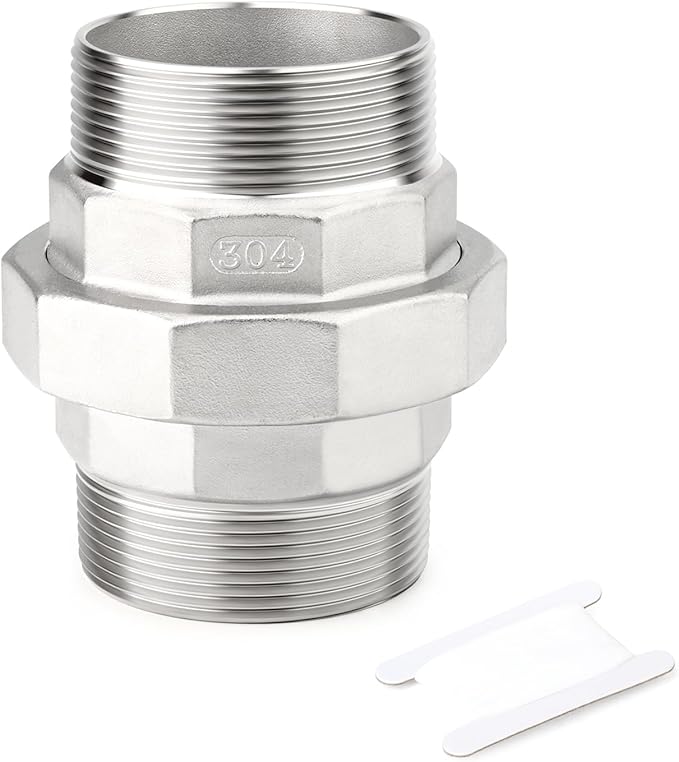TAISHER 1PCS 304 Stainless Steel Union，3" NPT Male x 3" NPT Male Cast Pipe Fitting