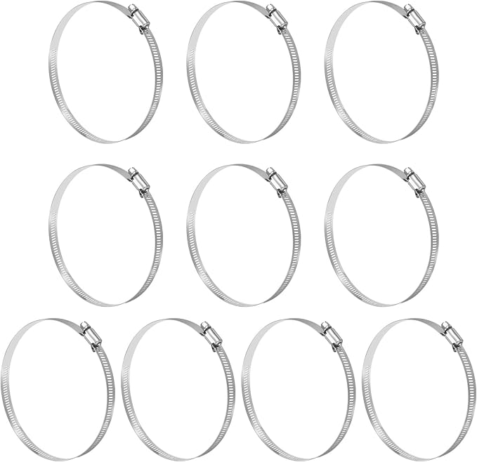MECCANIXITY 5 Inch Stainless Steel Hose Clamp, Worm Gear Clamp Adjustable 4 2/3"-5 1/2"(118-140mm) Fuel Line Hose Clamps Duct Clamp for Pipe Plumbing Automotive Mechanical (Pack of 10)