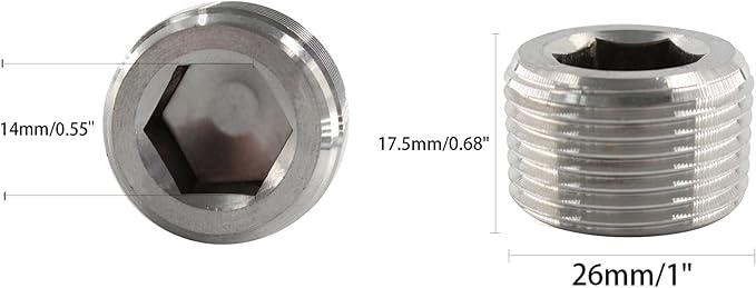 Stainless Steel Pipe Fitting 3/4" NPT Hexagonal Countersunk Male Thread Pipe Plug, 3PCS