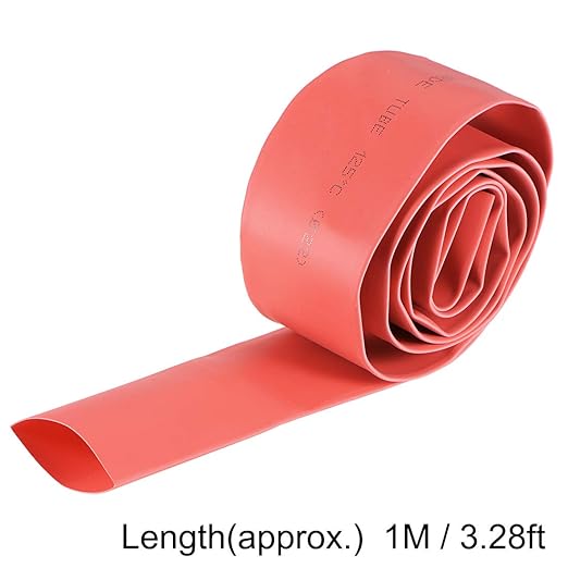 uxcell Heat Shrink Tubing, 22mm Dia 37mm Flat Width 2:1 Rate Shrinkable Tube Cable Sleeve 1m - Red
