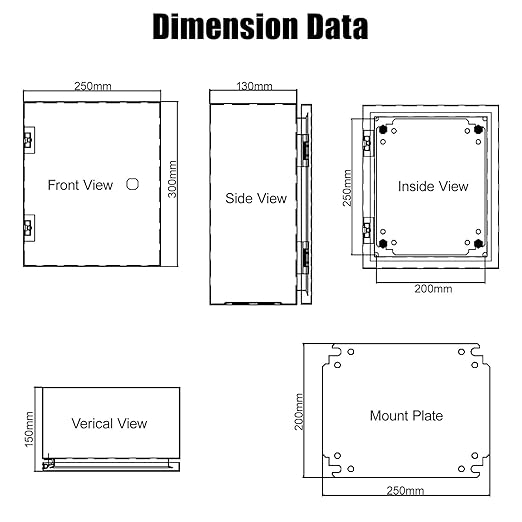 LeMotech Electrical Box 12 x 10 x 6 inch Junction Box, IP66 Waterproof Dustproof Steel Enclosure Wall-Mounted for Outdoor/Indoor Lockable with Equipment Mounting Plate
