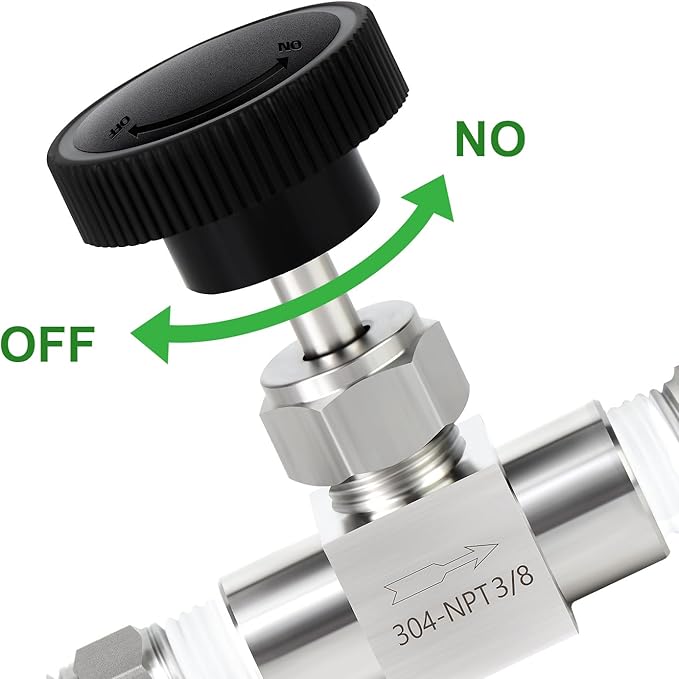 TAISHER 1PCS 304 Stainless Steel Straight Needle Valve 3/8" Female NPT For Flow Control Water Gas Oil With Nipple