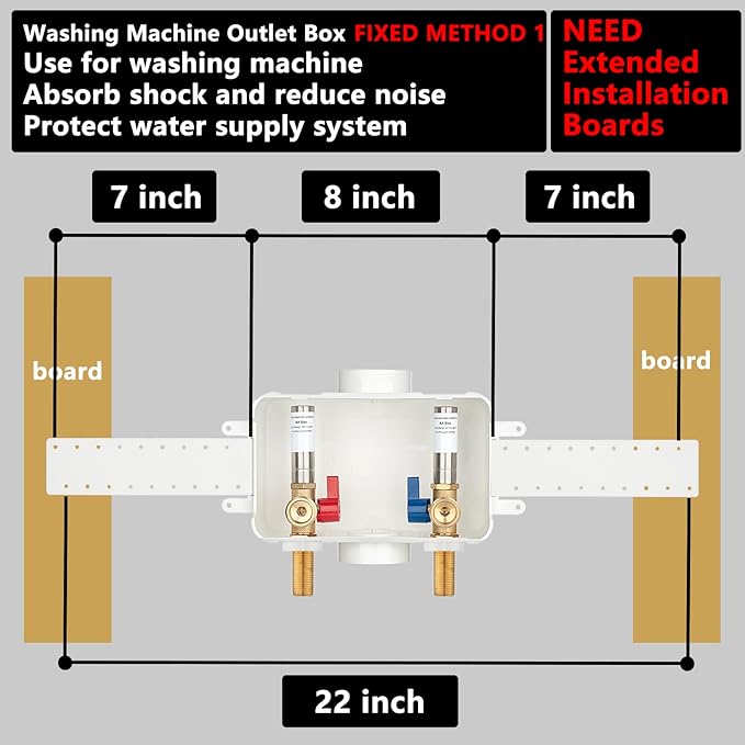 (1 Pack) Lidertik Washing Machine Outlet Box Sweat Thread with Hammer Arrestors and Center Drain, Inlet 1/2 inch Thread or Sweat x Outlet 3/4 inch Male Thread, Absorb Shock And Reduce Noise XYJH-611-L